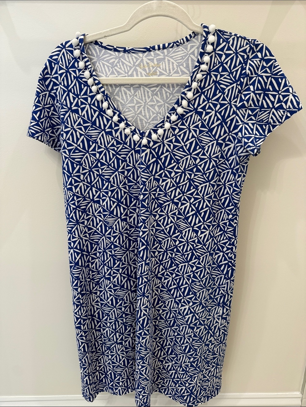 Lilly Pulitzer Blue and White Geometric Mini Dress